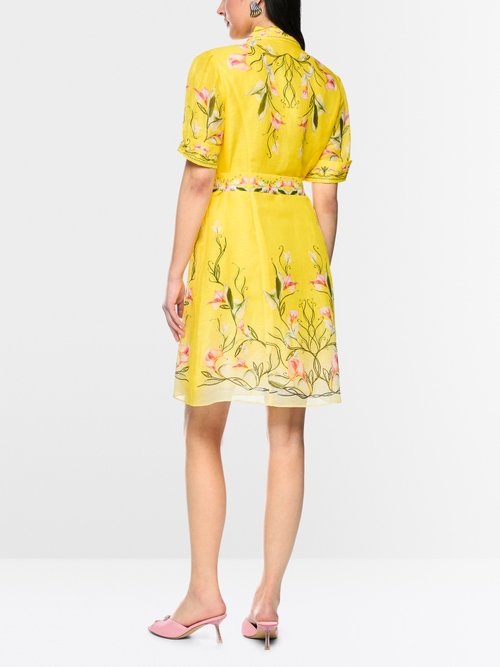 Linen-silk blend mini dress