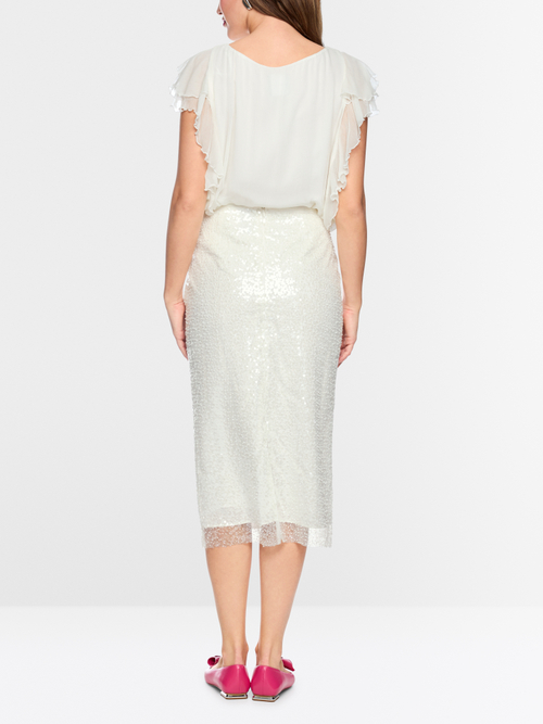 Sequin-embroidered midi skirt