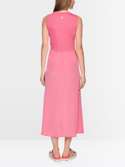 Sleeveless midi dress with drawstring