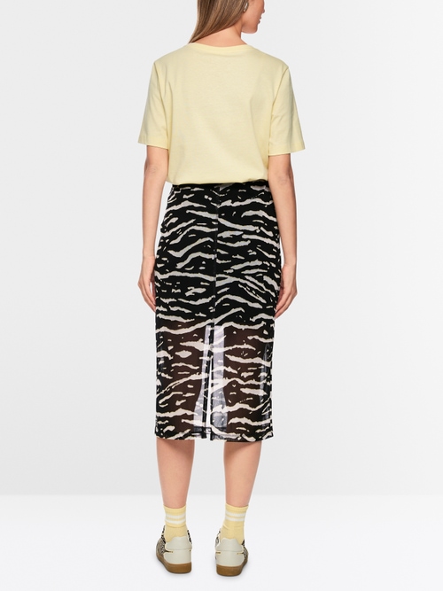 Mesh skirt with animal print