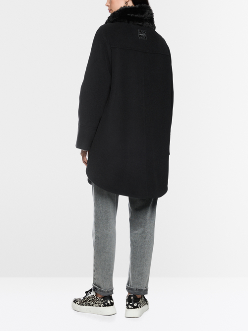 Alpaca blend coat with faux fur