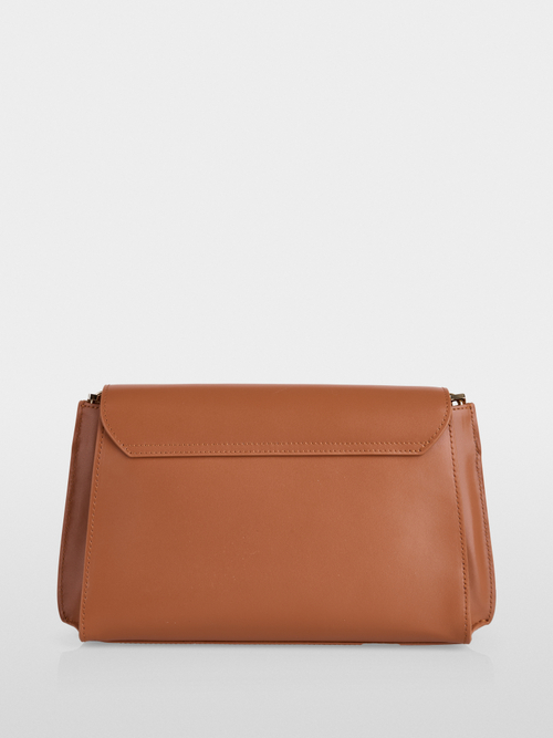 Flap-over shoulder bag with chain