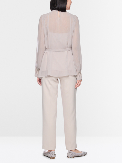Crêpe blouse with tie belt