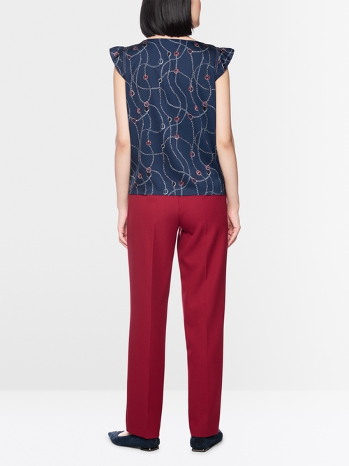 Cap sleeve top with chain print