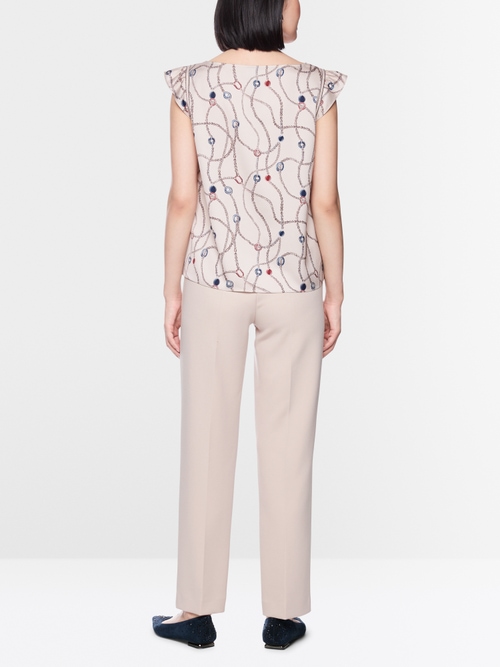 Cap sleeve top with chain print