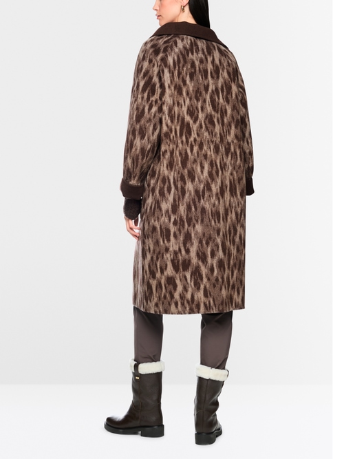 Wool coat with leopard print