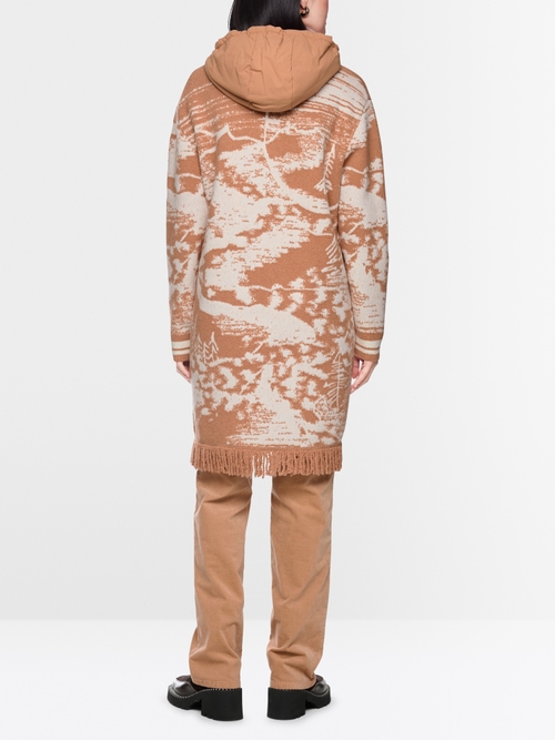 Bouclé coat with jacquard pattern