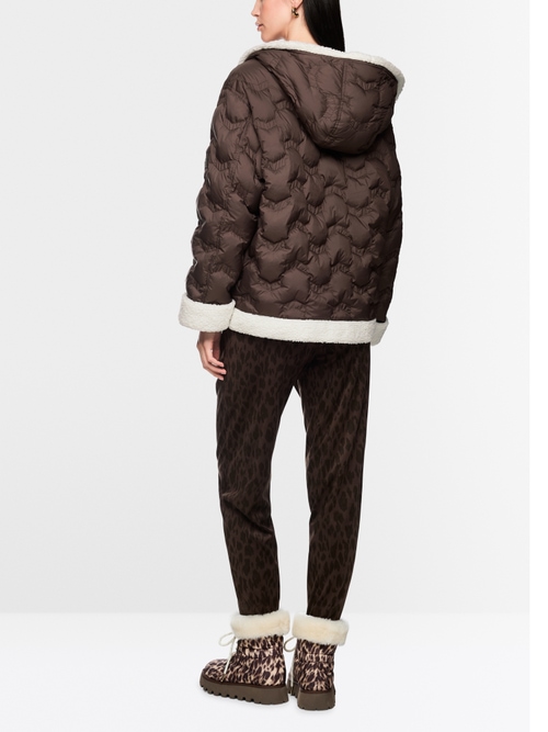 Down jacket with curly teddy fleece
