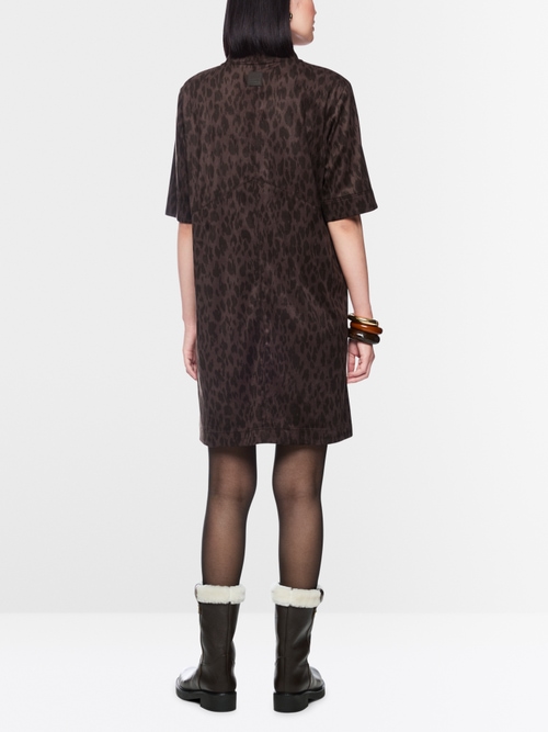 Faux suede dress with leopard print