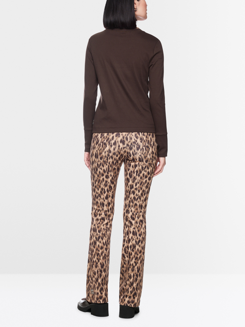 Long-sleeve top with leo-print roll neck