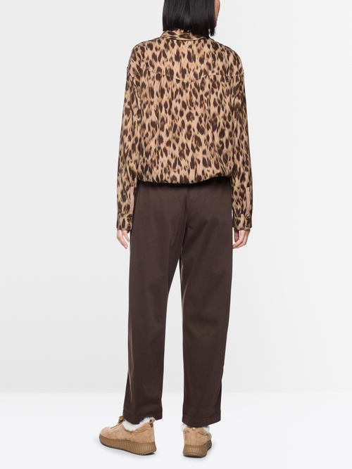 Leo-print blouse with elasticated waist