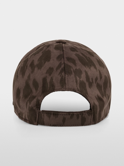 Leopard print cap with adjustable strap