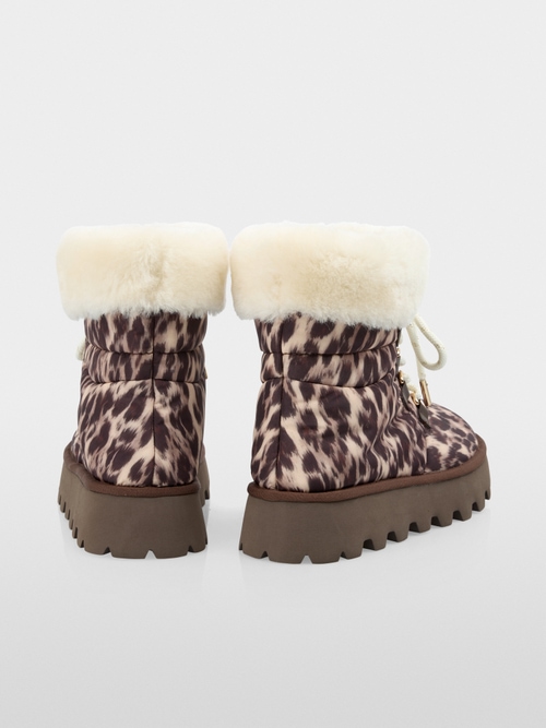 Leopard print and lambskin booties