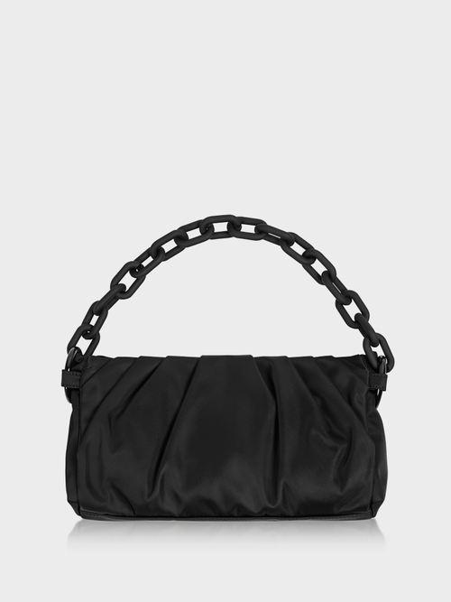 Nylon-Henkeltasche mit Kettendetail
