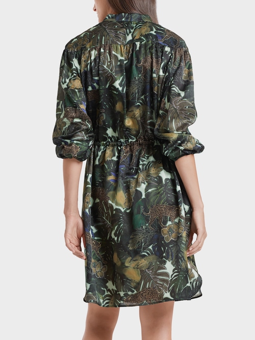 Bedrucktes Hemdblusenkleid mit Seide