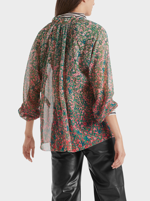 Weite Bluse mit Millefleurs-Print