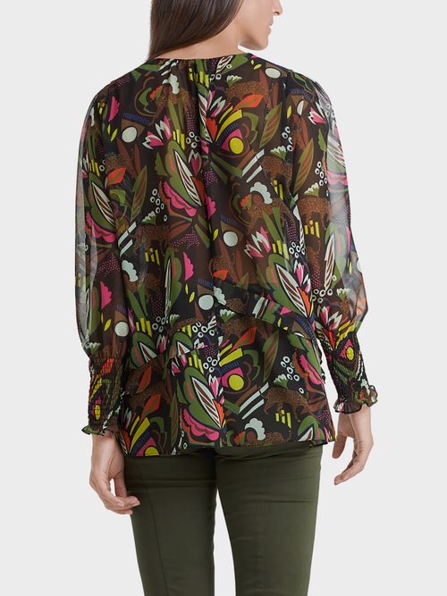 Feminine Print-Bluse mit Volants