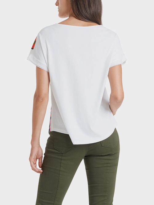 Bedrucktes Blusenshirt mit Materialmix