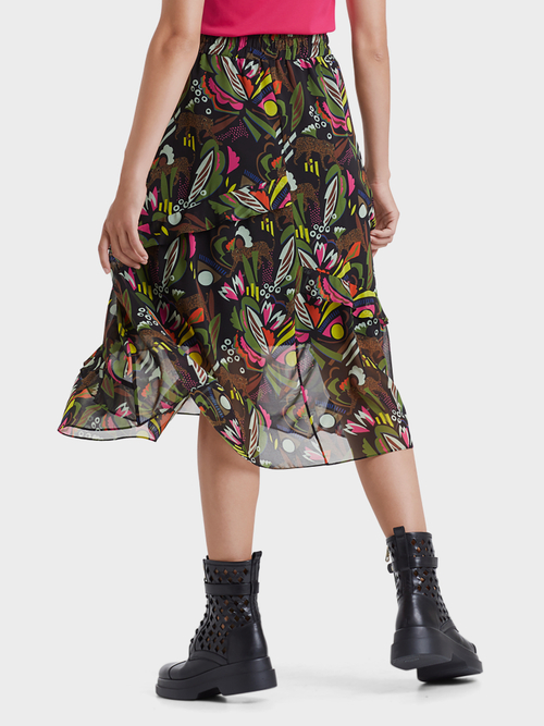 Schwingender Rock mit Jungle-Print