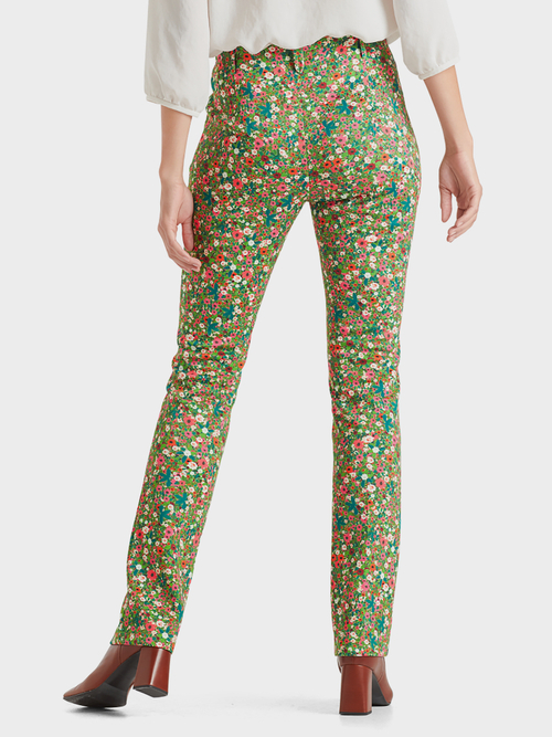 Stretch-Hose mit Millefleurs-Print