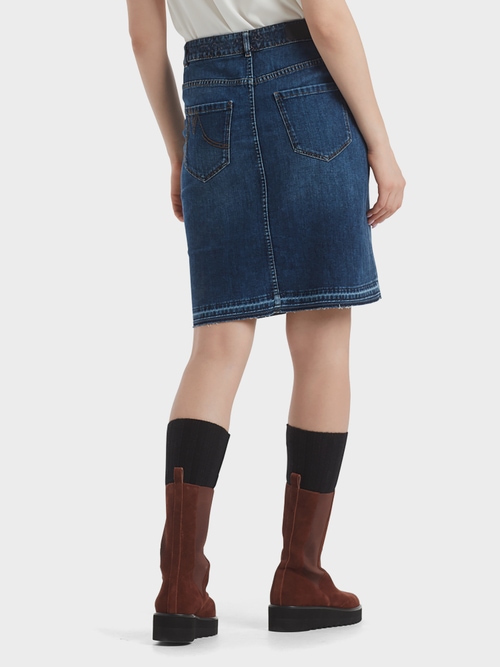 Denim skirt with leopard details