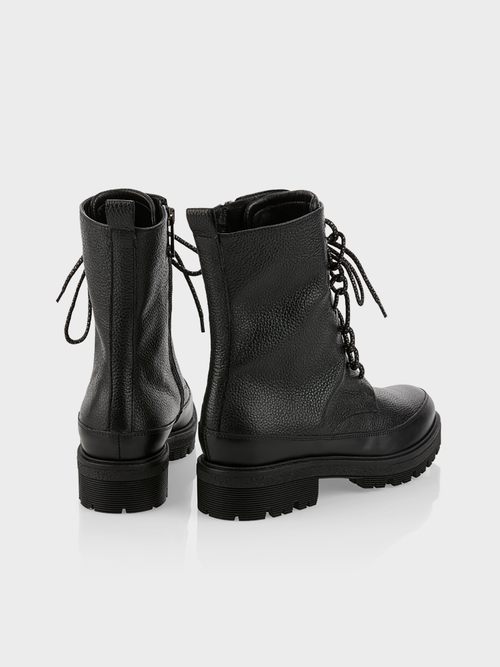 Biker boots with distinctive lacing
