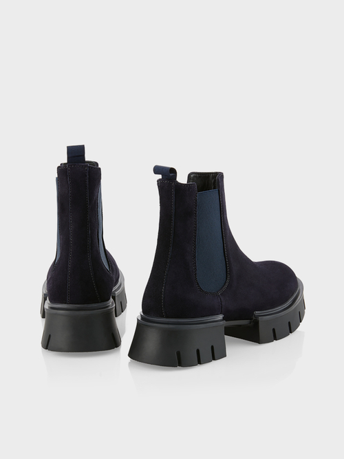 Velours-Chelsea-Boots mit Combat-Sohle