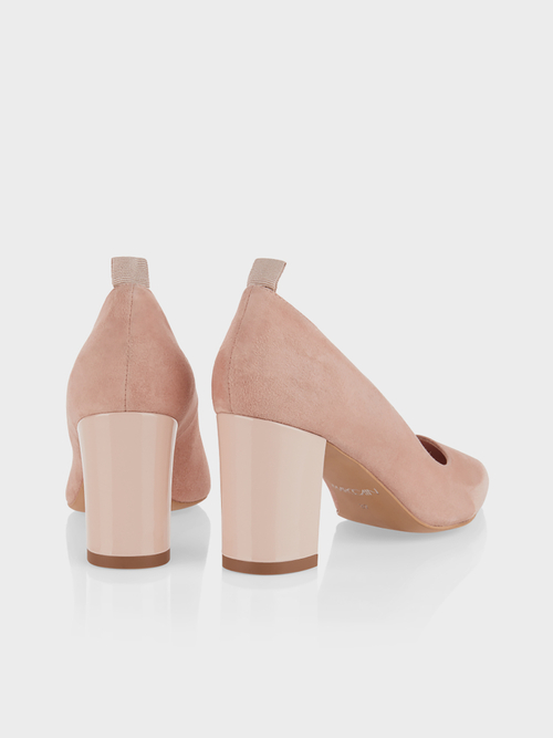 Suede pumps with block heel