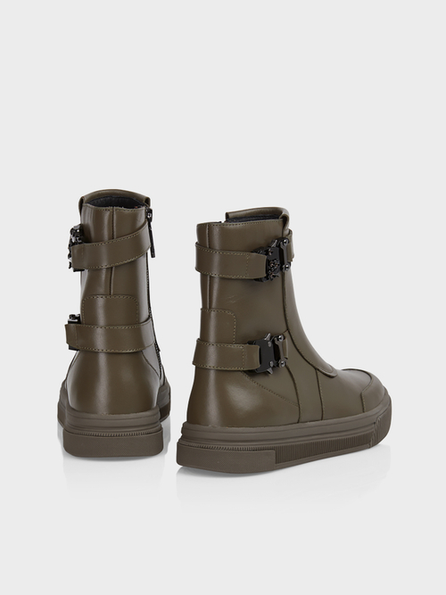 Leren booties met siersluiting