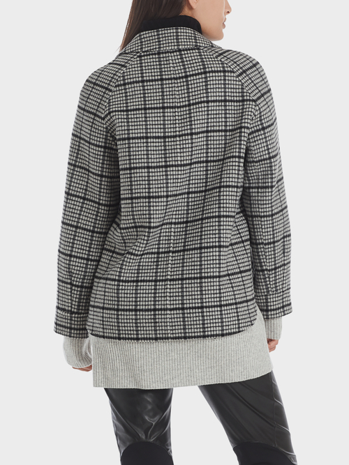 Pea coat with checked pattern