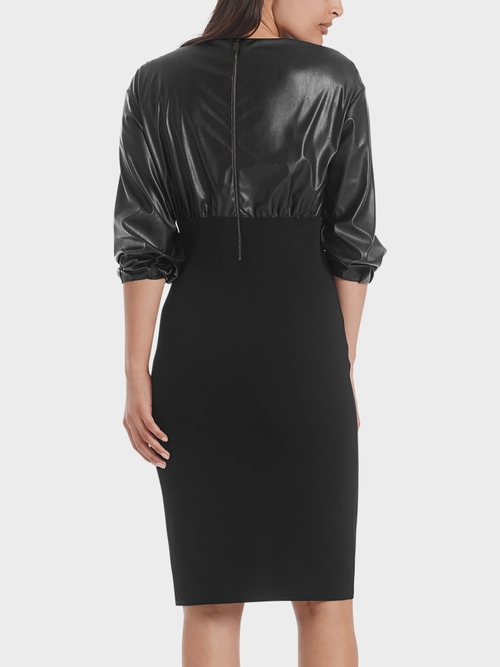 Fun nappa dress with knitted skirt