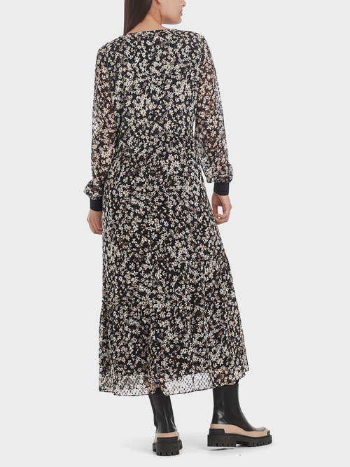 Maxi-jurk van fil coupé met millefleurs