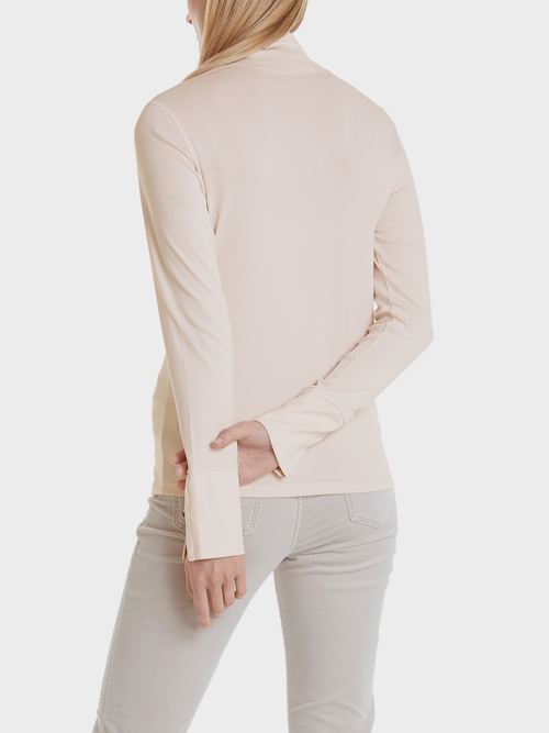 Stand-up collar top in cotton jersey