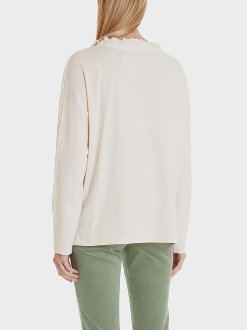 Jersey top with silk appliqués