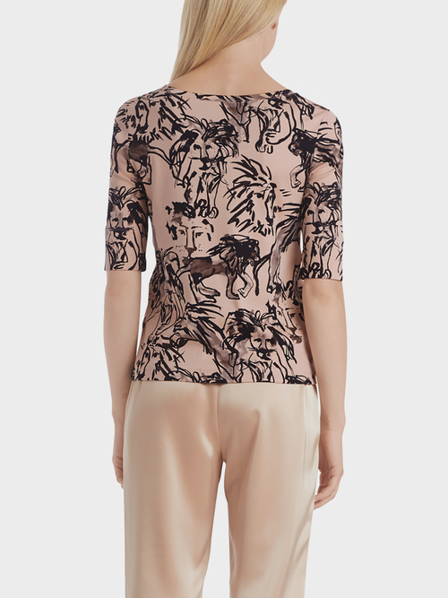 Half-sleeved shirt with lion print