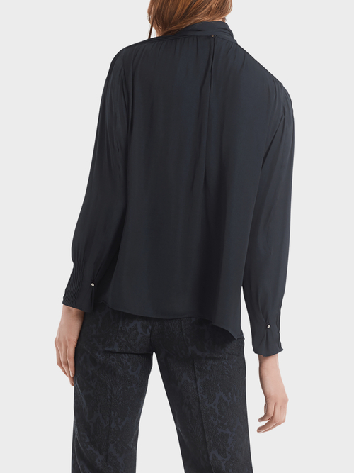 Bow-neck blouse with pintucks
