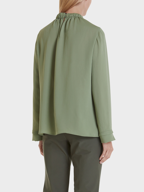 Bluse mit angerüschtem Stehkragen