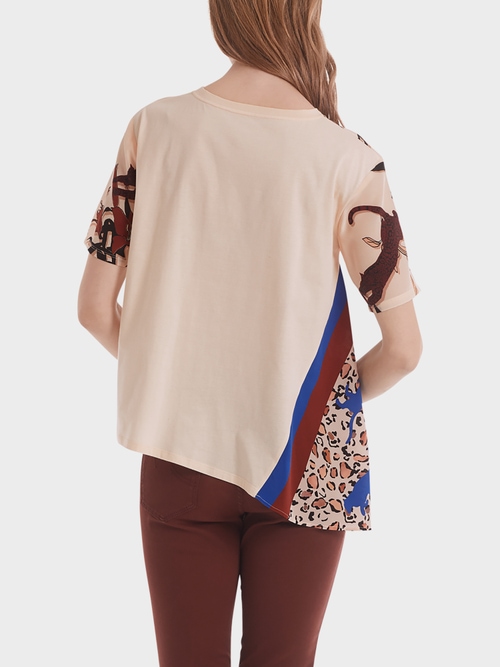 Printed blouse-style top with silk