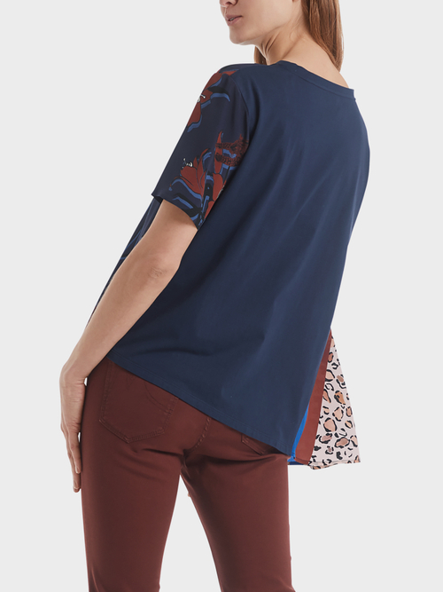 Printed blouse-style top with silk
