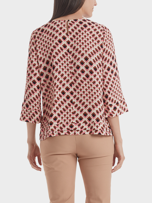 Crêpe-Blusenshirt mit Grafikmuster