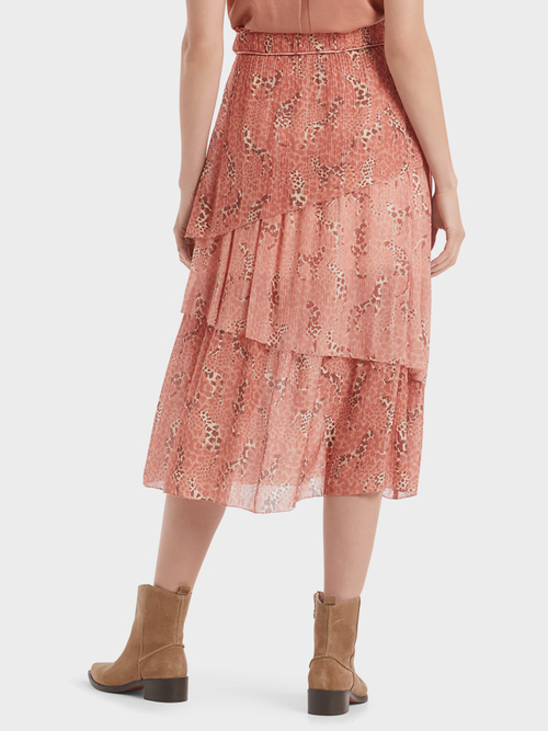 Tiered skirt in viscose and silk