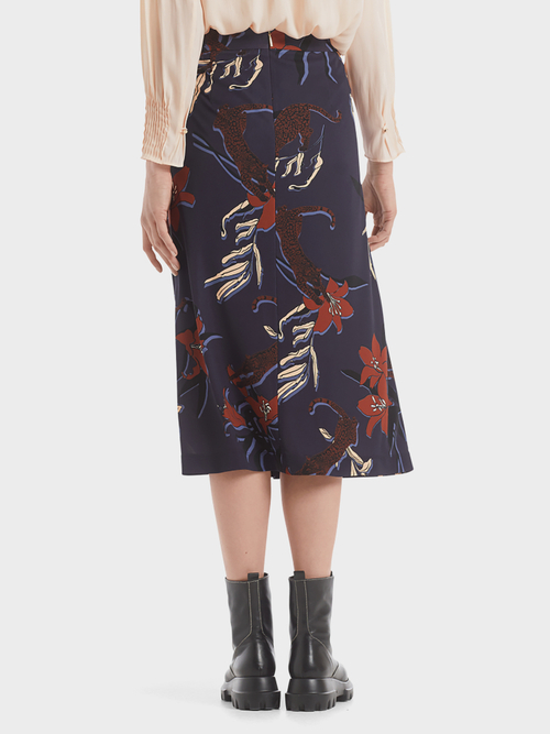 Midi skirt with leopard and flower print