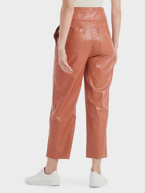 Pantalon taille haute en similicuir