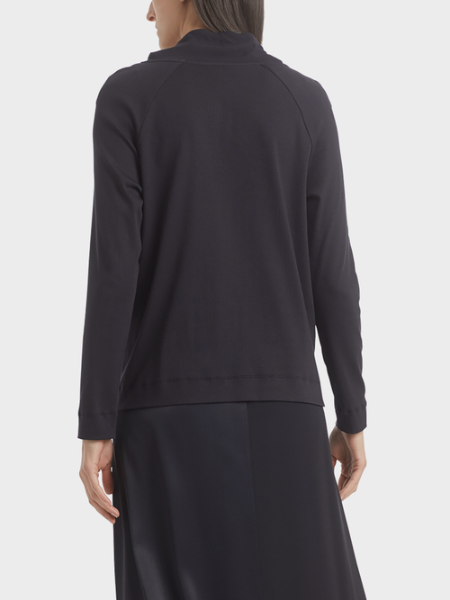 Blouse-style top in mixed materials