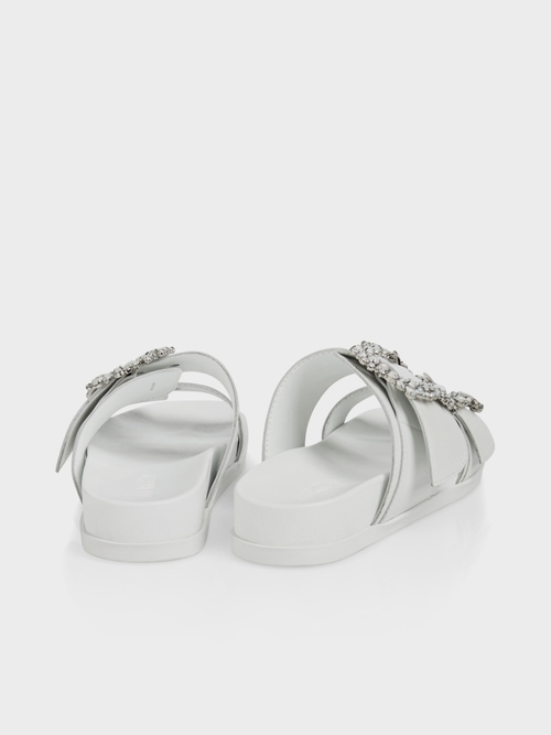 Footbed sandals with rhinestones