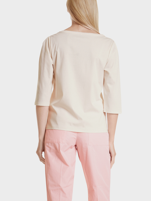 Print-Shirt mit Perlenstickerei
