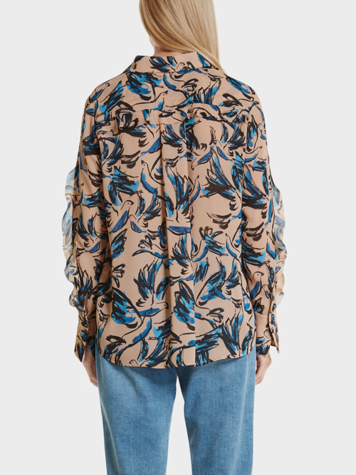 Volantbluse mit Bird-Print
