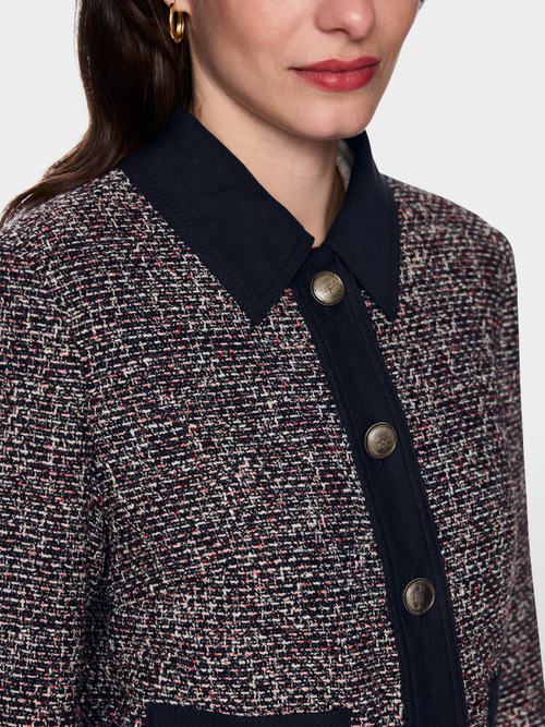 Tweed jacket with denim details