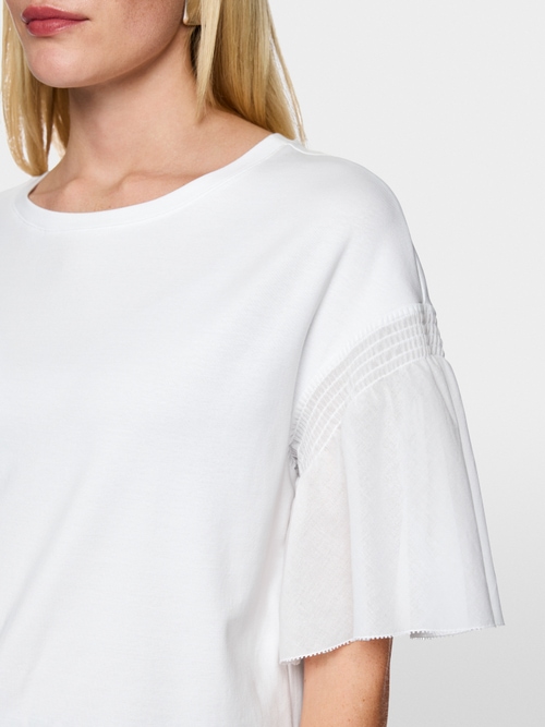 Stretch cotton shirt with smock detail