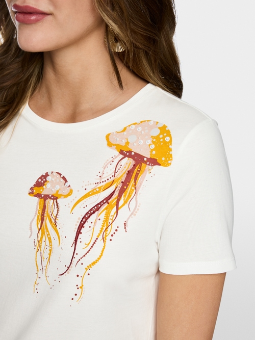 Cotton shirt with jellyfish motif